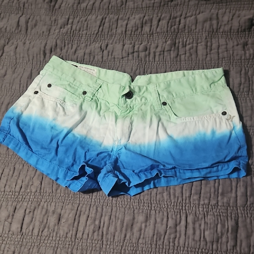 Hurley Blue and Green Gradient Jean Shorts